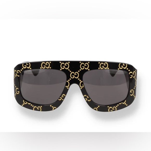 Gucci UNISEX Black Sunglasses with Gold Logo Pattern gg0983s - Picture 3 of 15